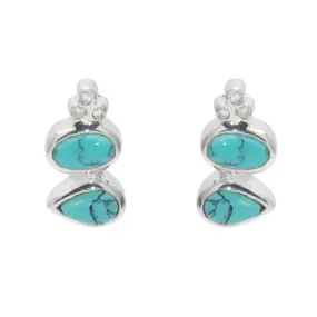 Chic Turquoise .925 Silver Post Earrings