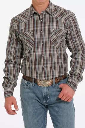 Cinch Men's Plaid Brown Snap Down Shirt