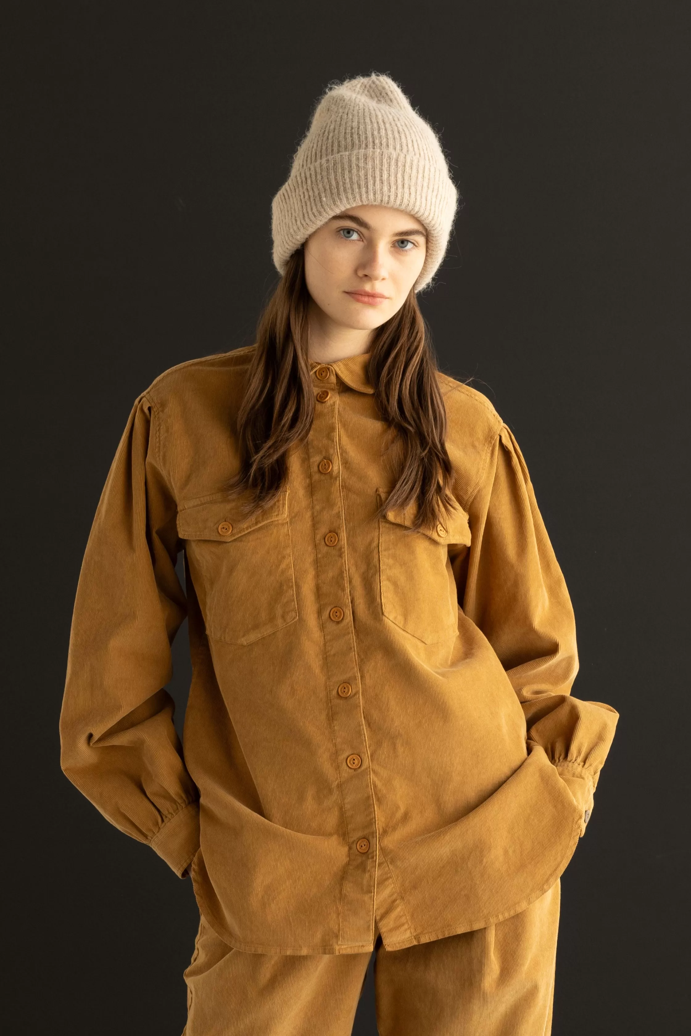 Corduroy Oversized Shirt Garment Dyed 68DU 0037