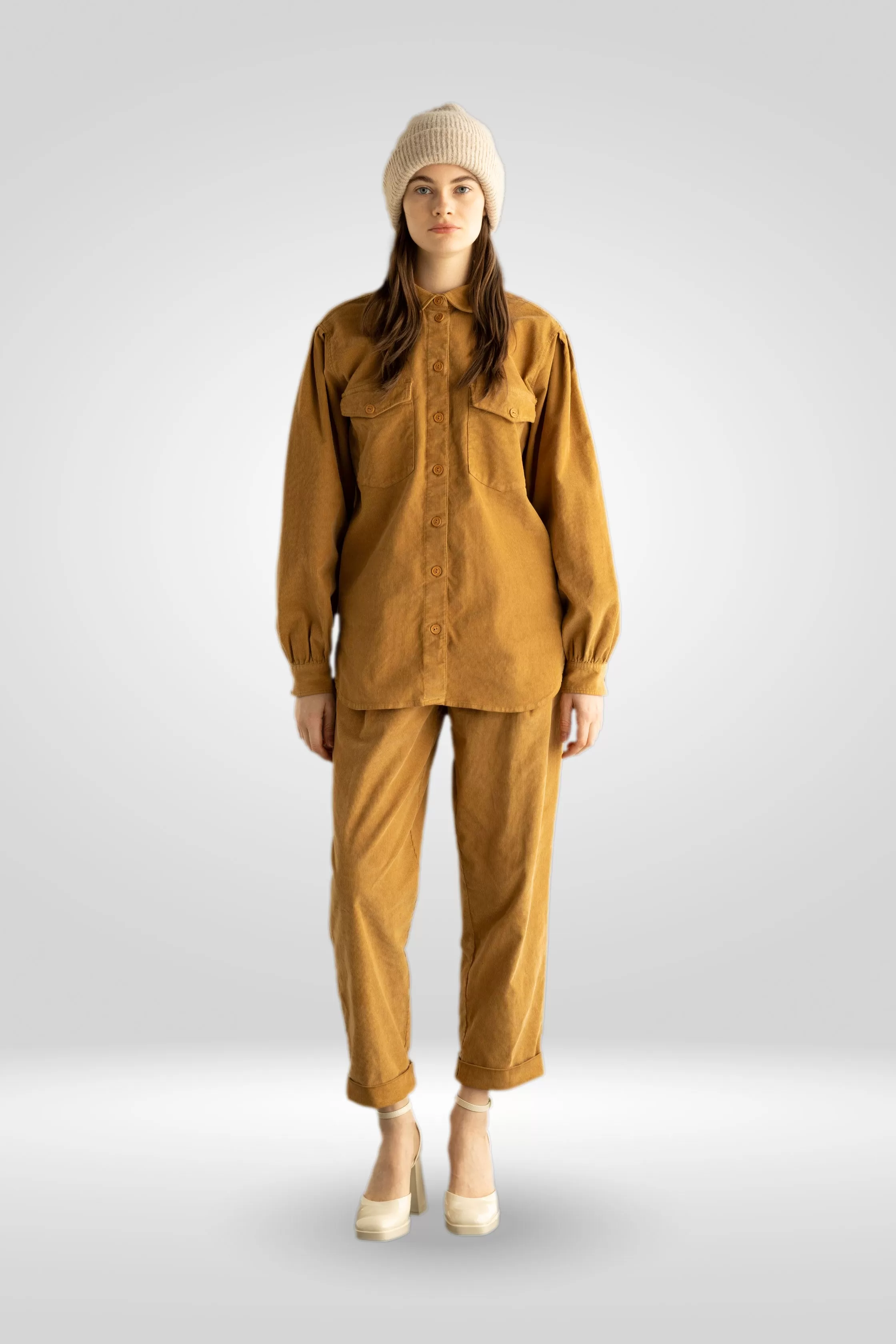 Corduroy Oversized Shirt Garment Dyed 68DU 0037