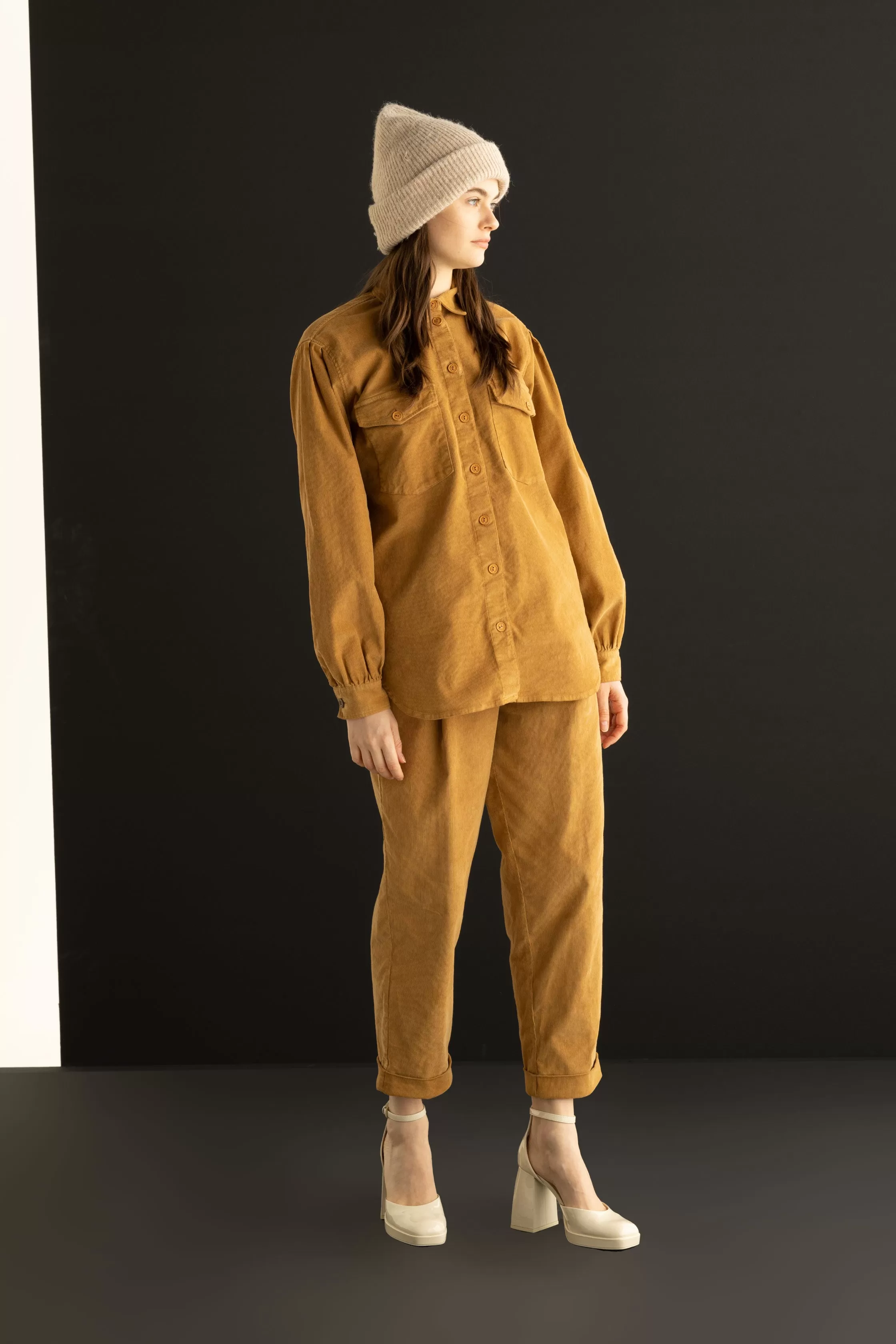 Corduroy Oversized Shirt Garment Dyed 68DU 0037