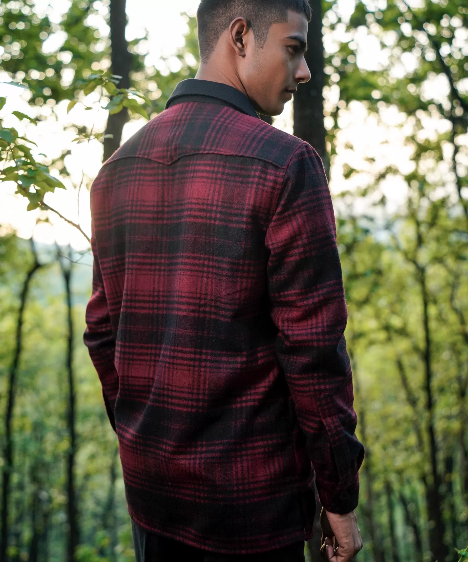 Deep Red Woollen Popover Shirt