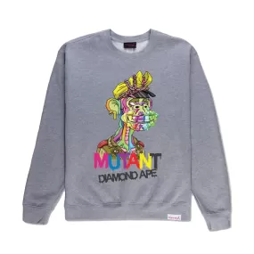 Diamond Supply Co Men Mutant Diamond Biker Ape Crewneck Heather Grey