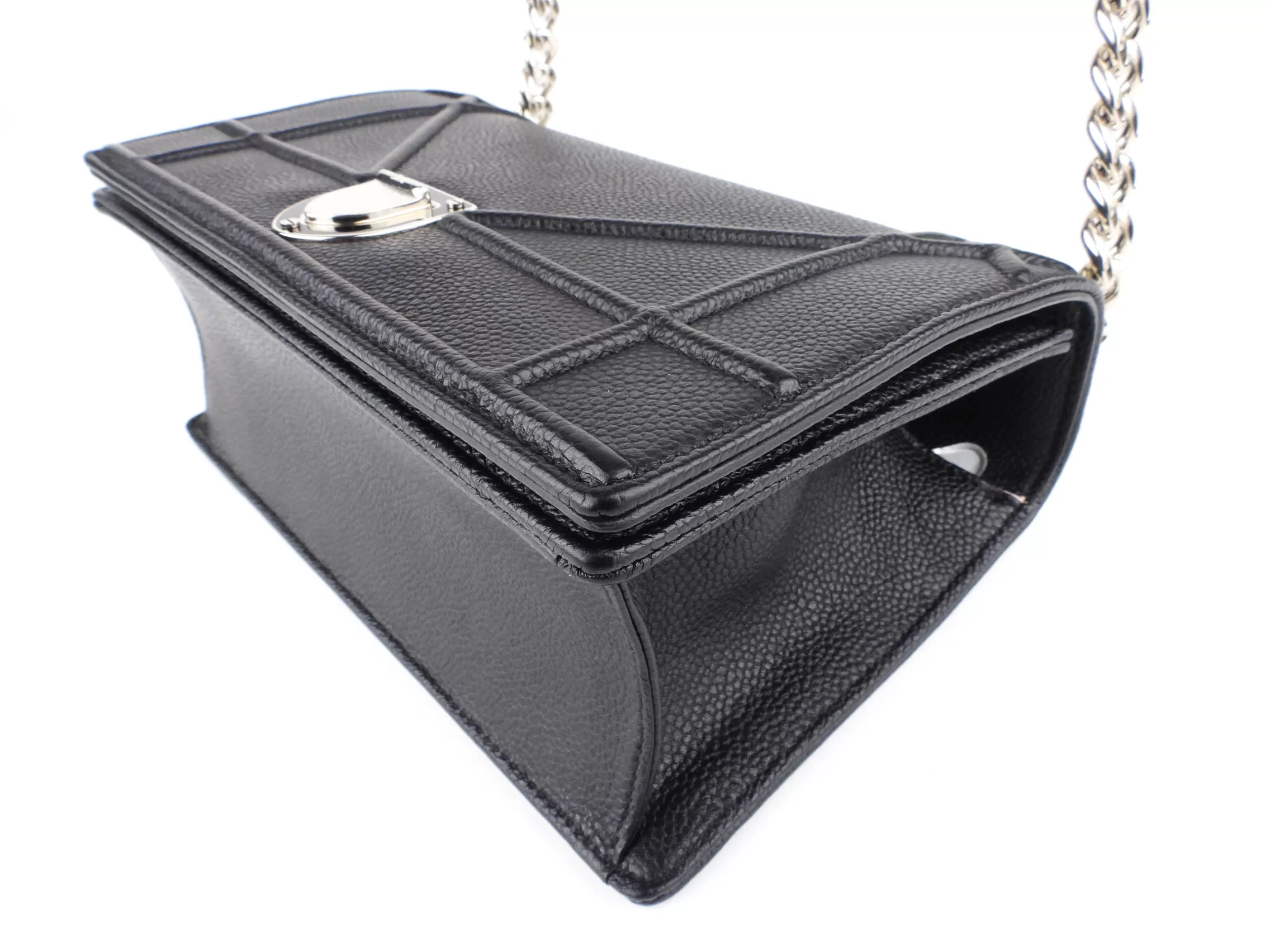 Dior Black Grained Leather Diorama Chain Flap Bag