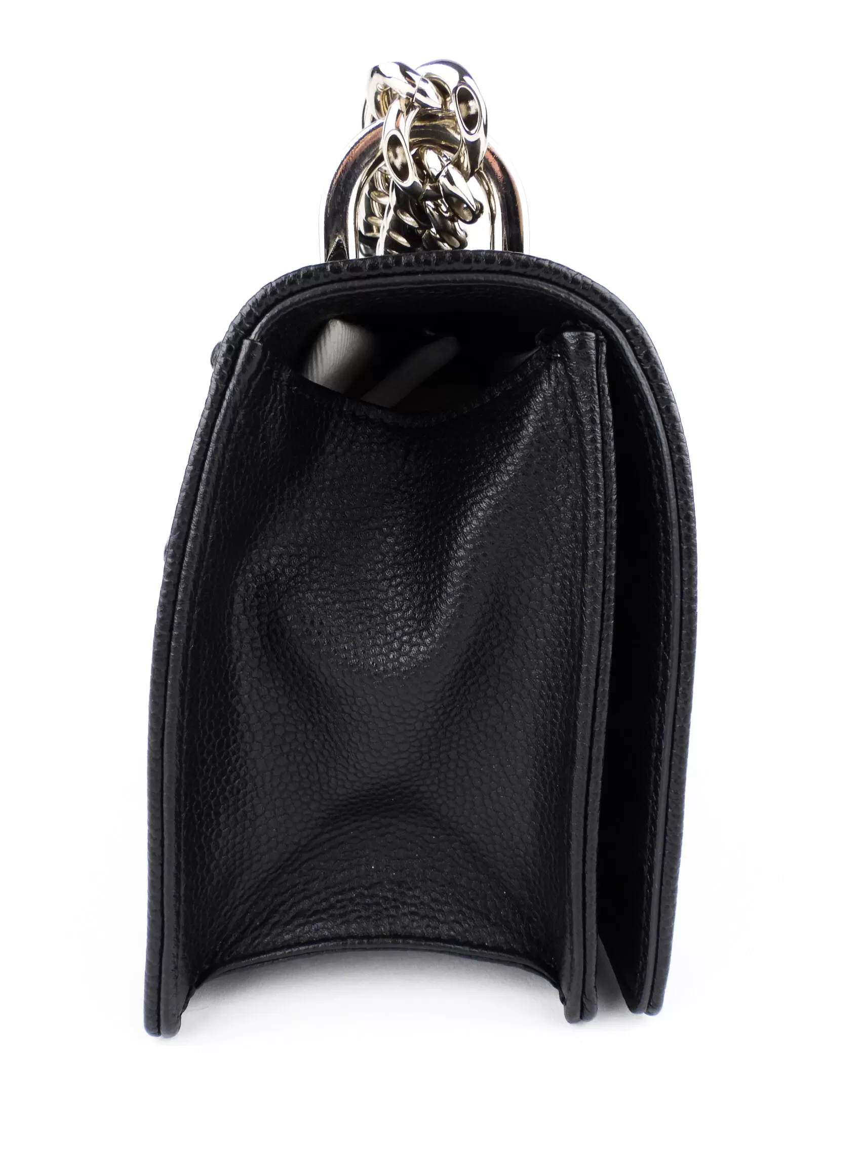 Dior Black Grained Leather Diorama Chain Flap Bag