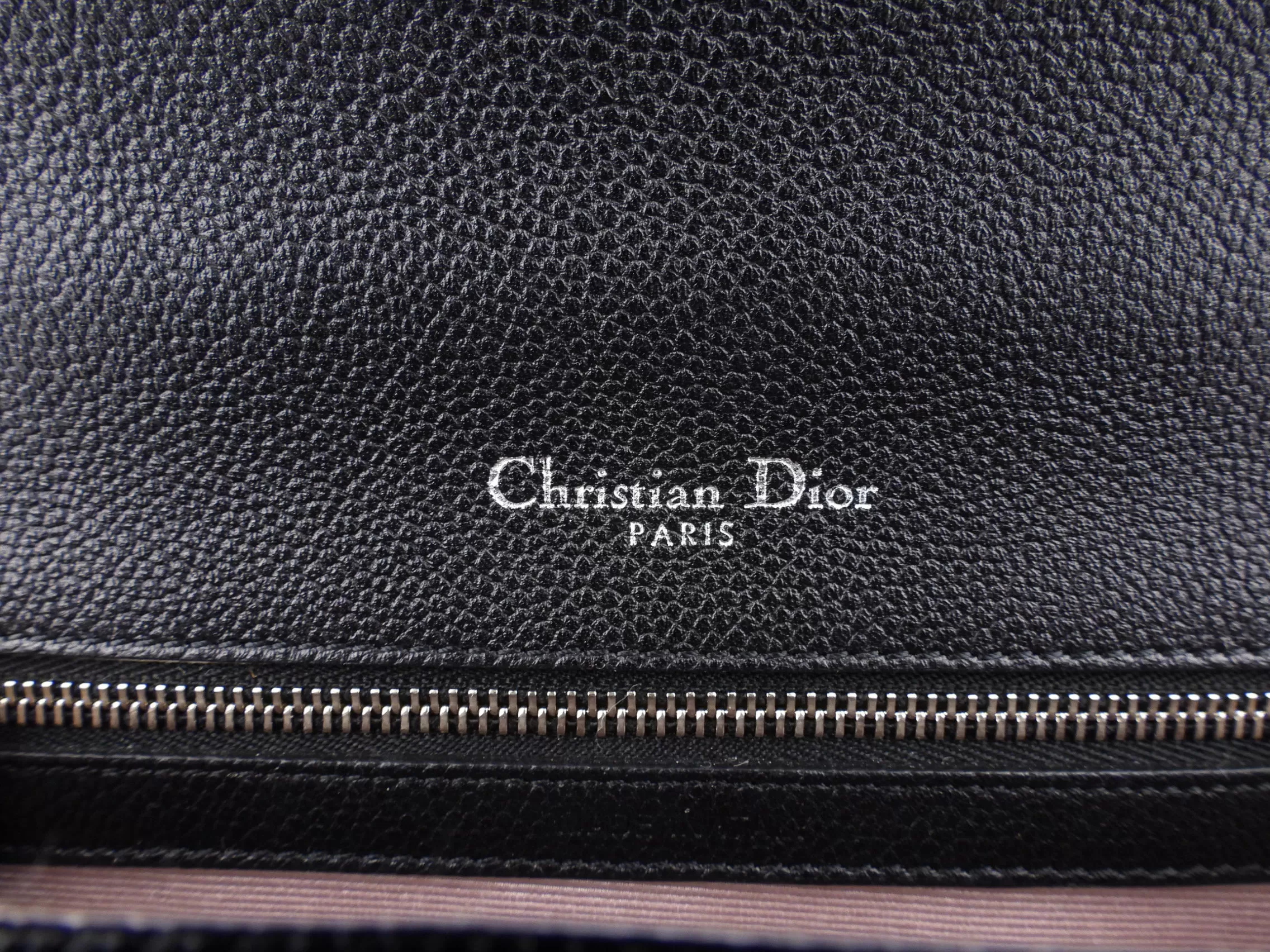 Dior Black Grained Leather Diorama Chain Flap Bag