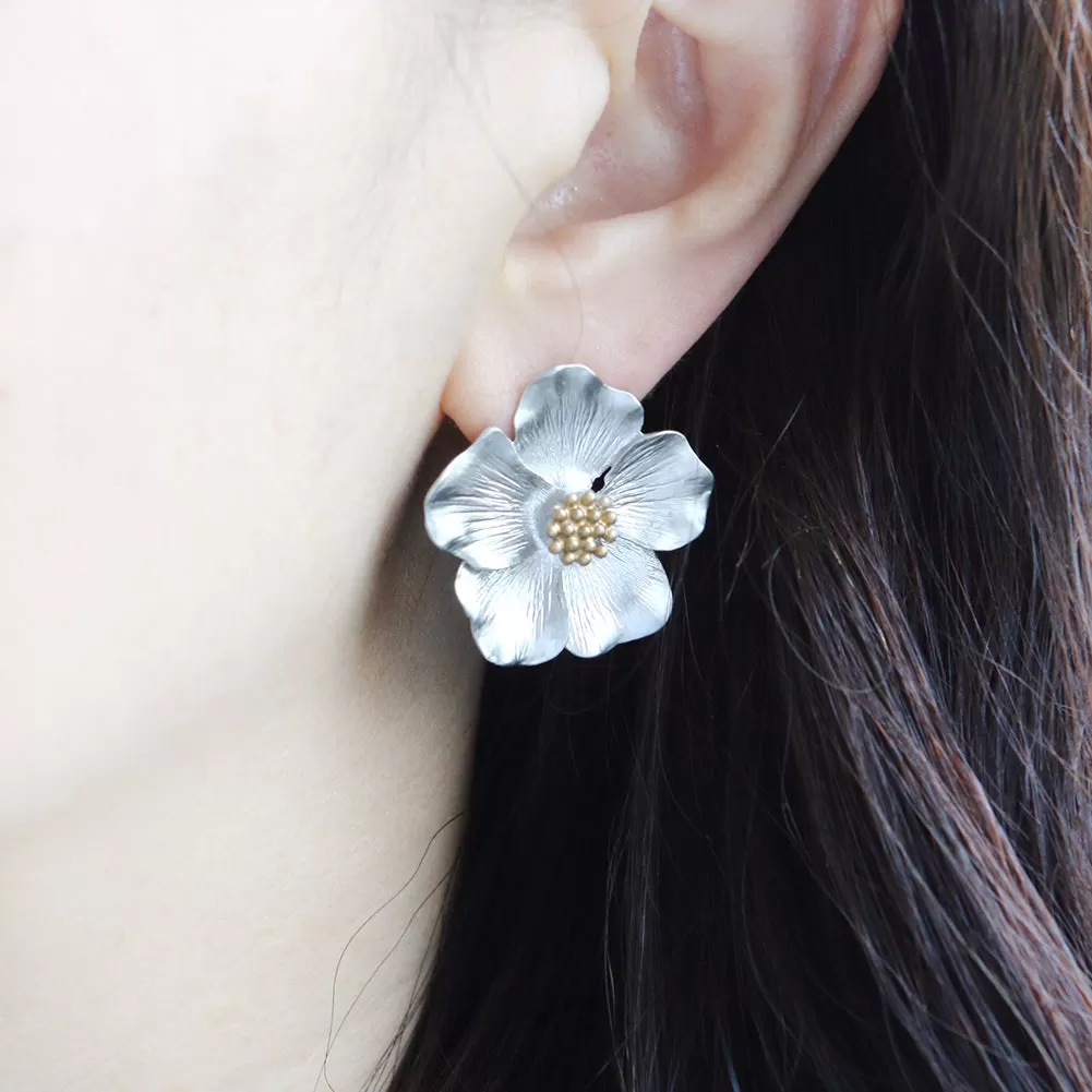 Dogwood Petal Big Flower Earrings