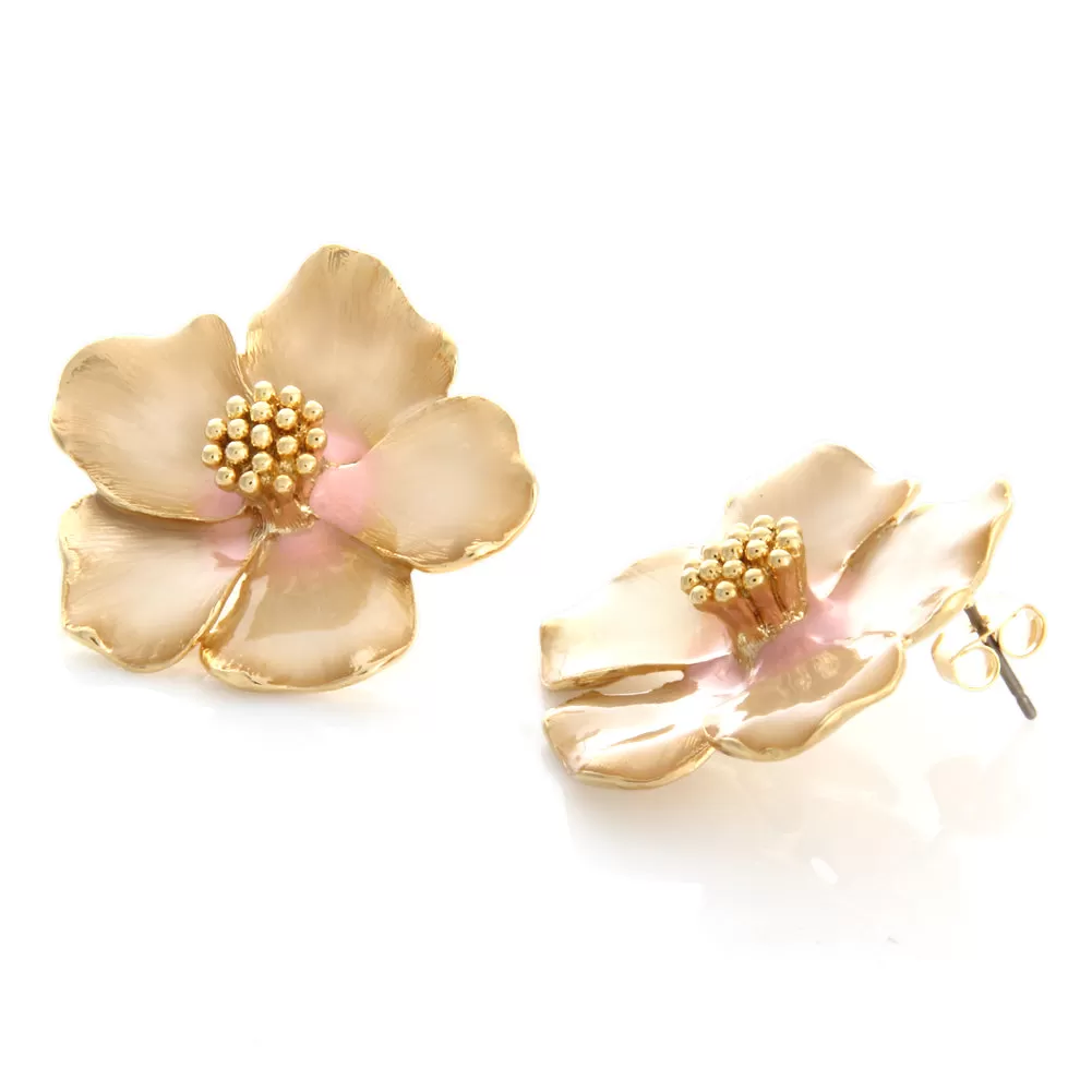 Dogwood Petal Big Flower Earrings