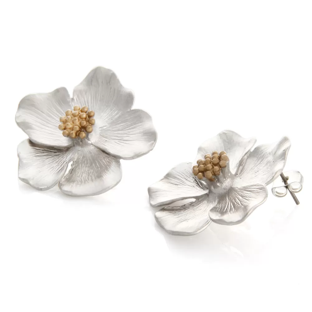 Dogwood Petal Big Flower Earrings