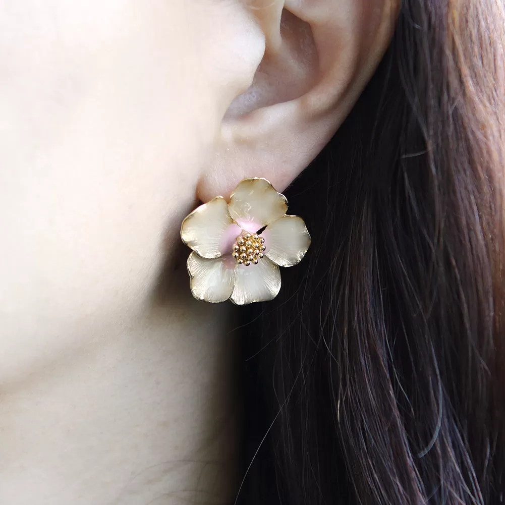 Dogwood Petal Big Flower Earrings