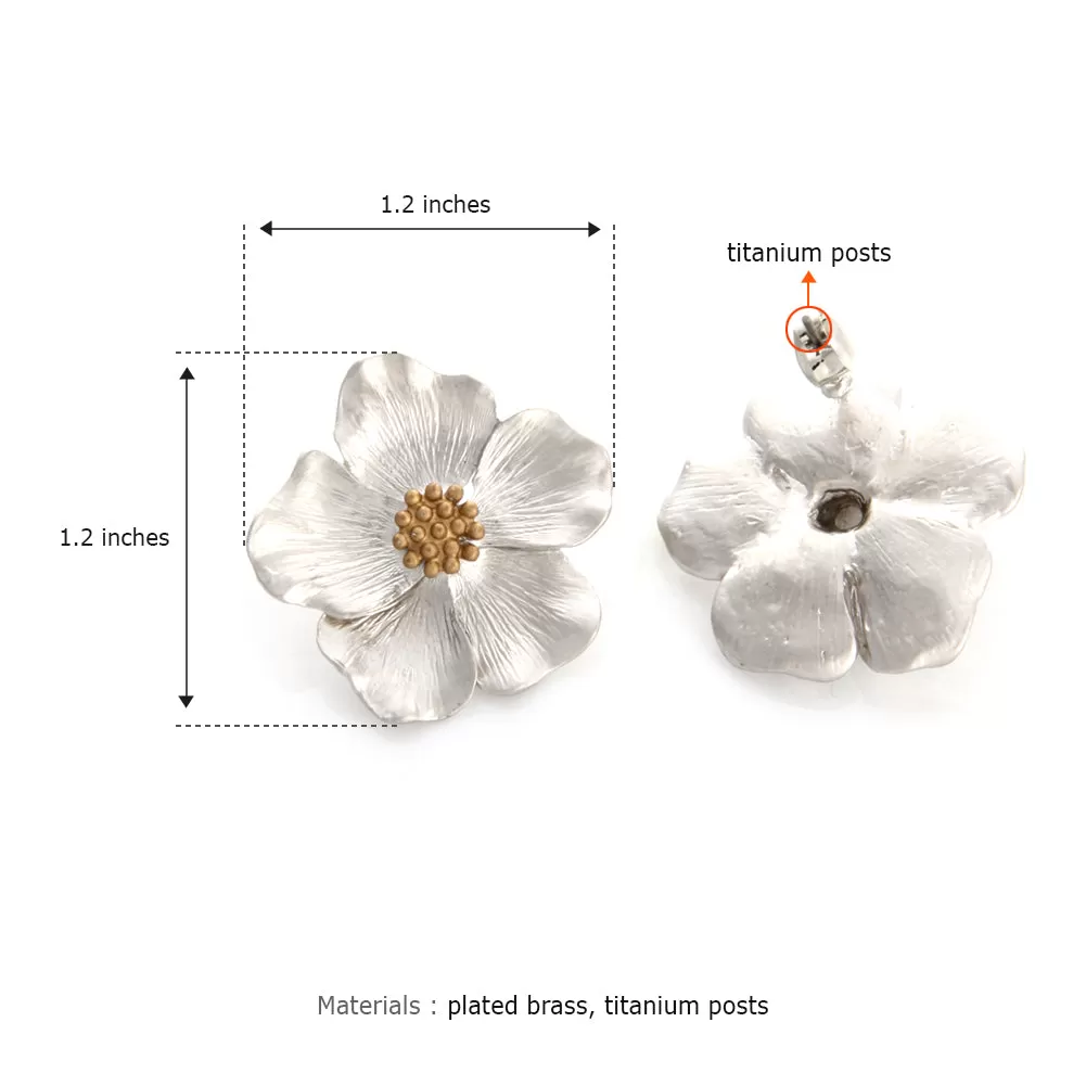 Dogwood Petal Big Flower Earrings