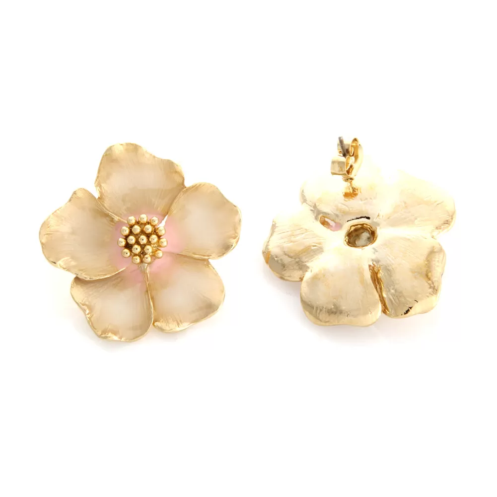 Dogwood Petal Big Flower Earrings