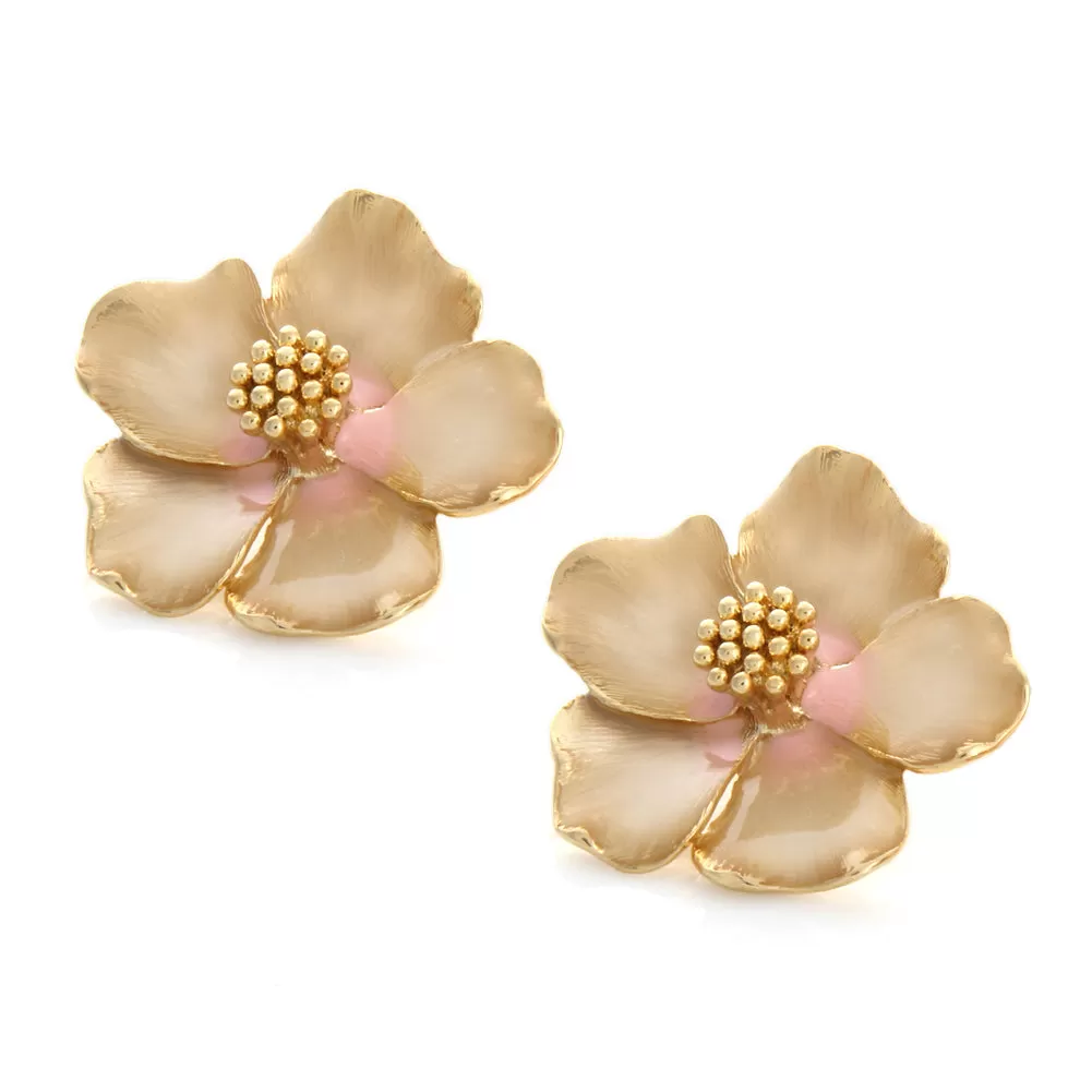 Dogwood Petal Big Flower Earrings