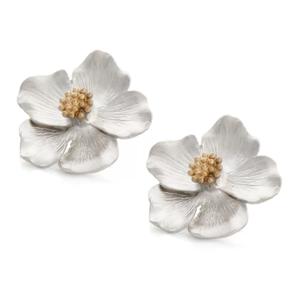 Dogwood Petal Big Flower Earrings