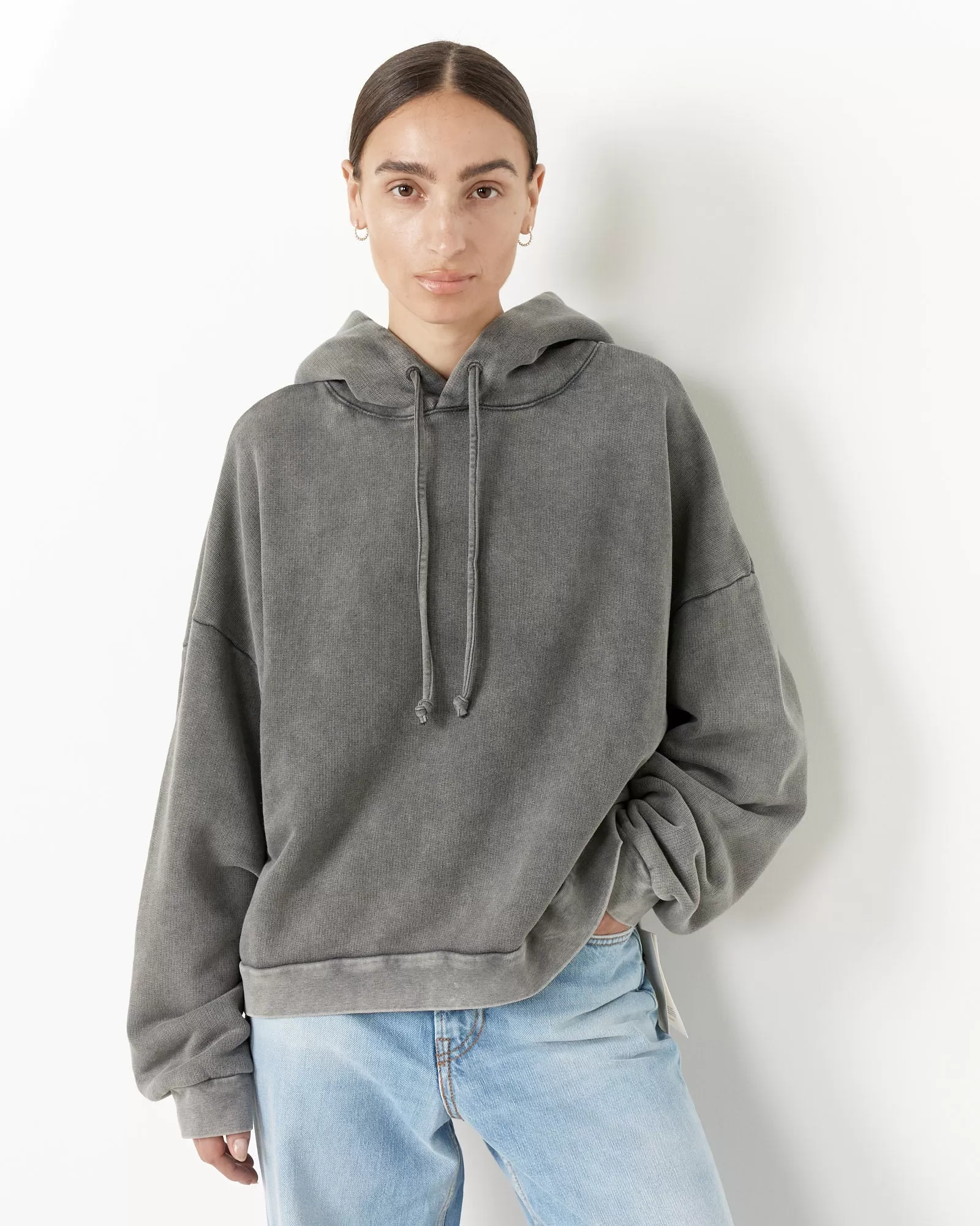 Drawstring Hoodie in Faded Black