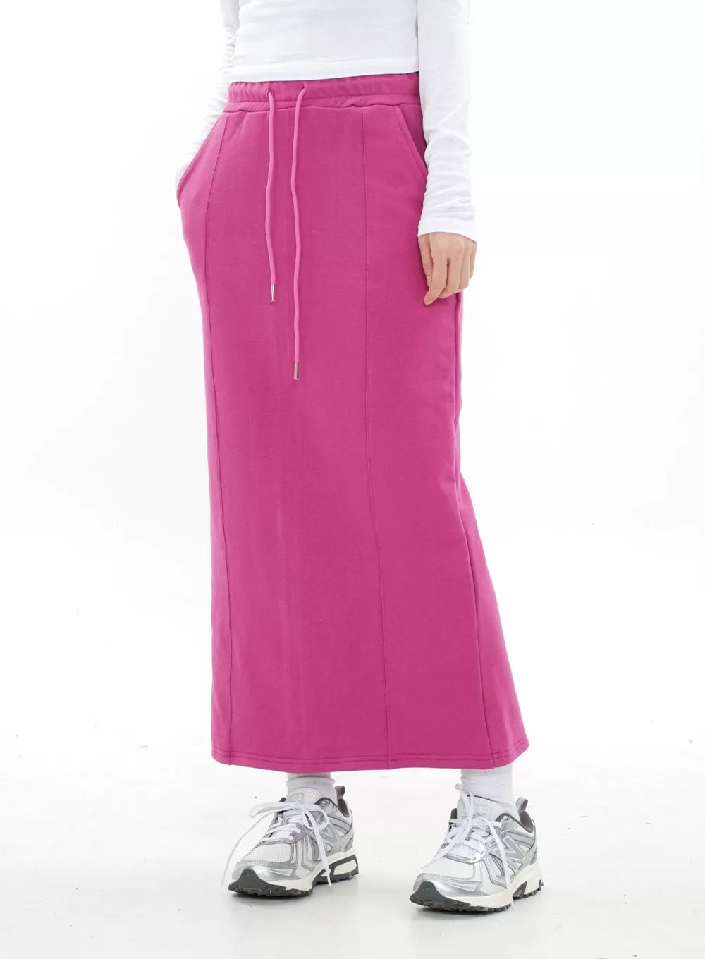 Drawstring Waist Maxi Sweat Skirt CA05