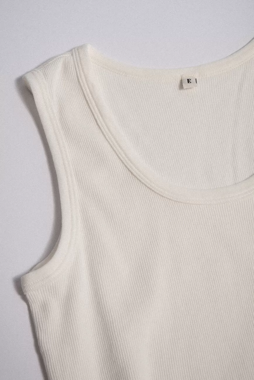 ELWOOD MALIBU CROP TANK AGED WHITE RIB