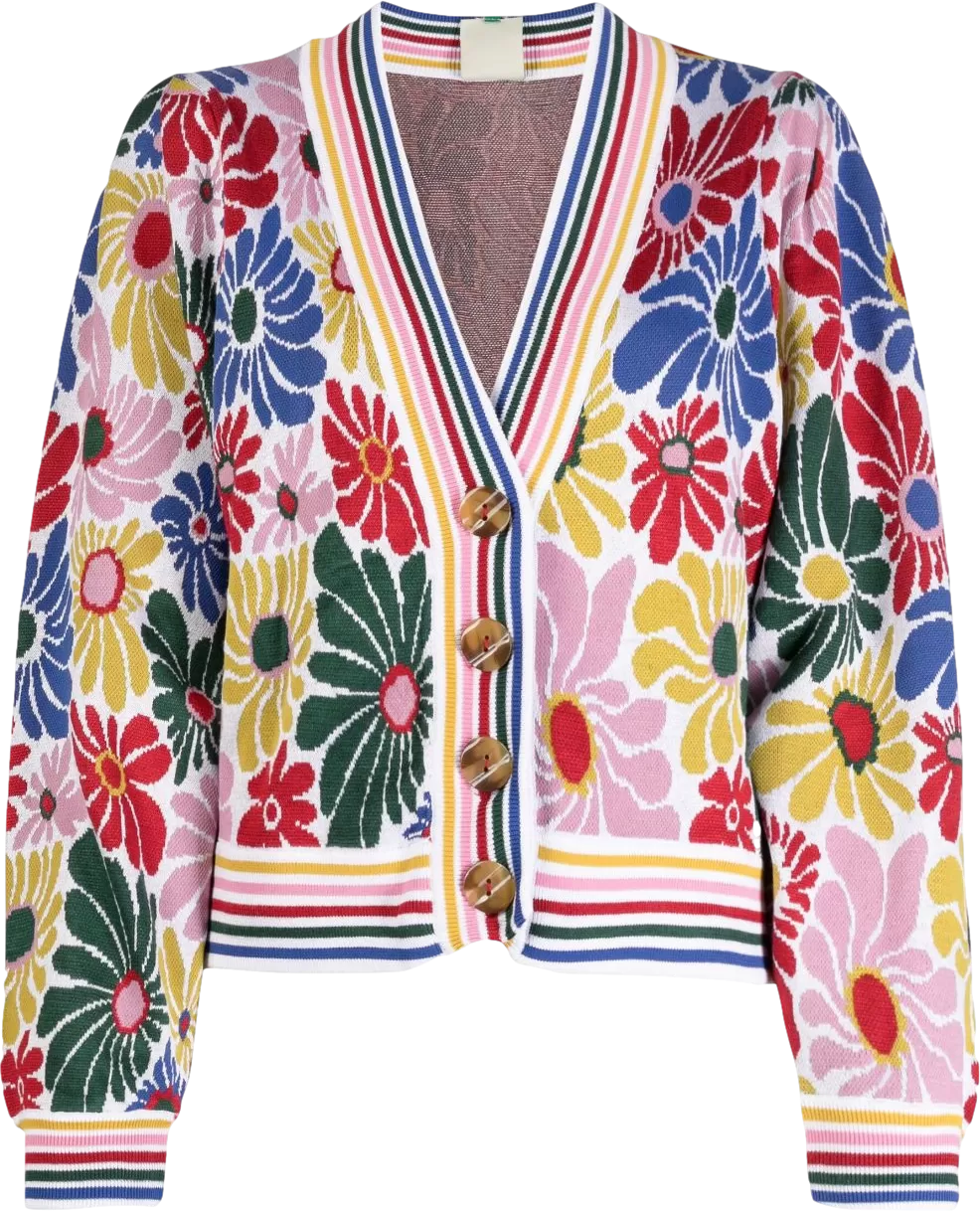 farm rio Multicoloured Sunny Daisies Knit Cardigan UK S