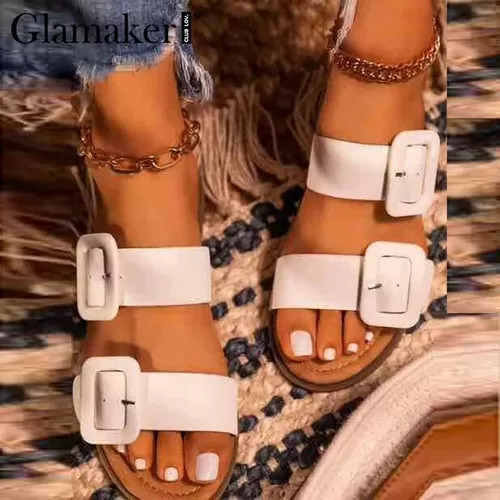 Fashion Chic Buckle White Female Sandals