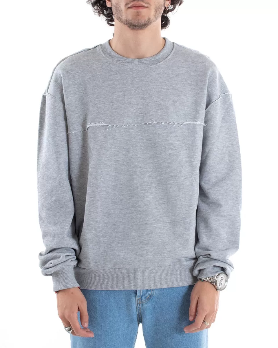 Felpa Uomo Girocollo Maglia Basic Oversize Grigio GIOSAL-F2949A