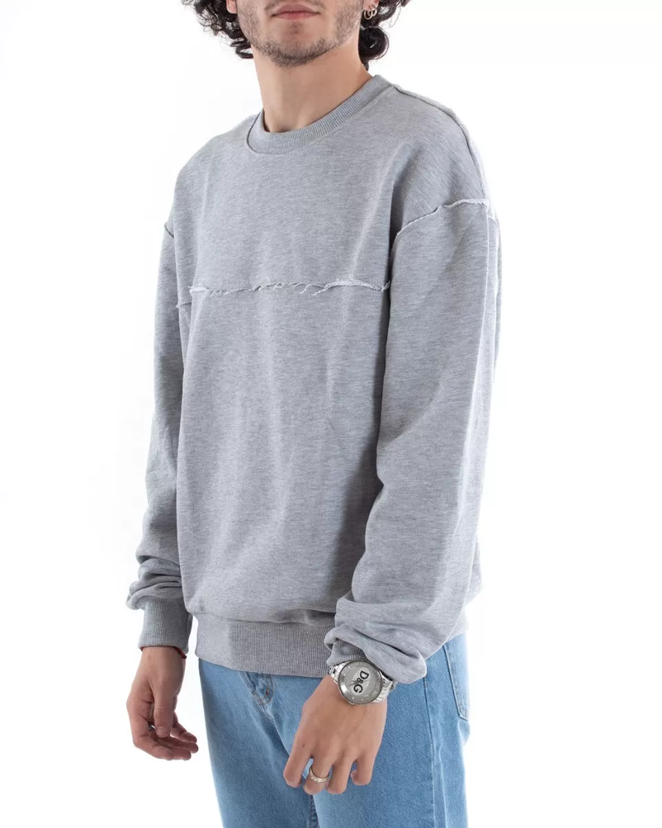 Felpa Uomo Girocollo Maglia Basic Oversize Grigio GIOSAL-F2949A