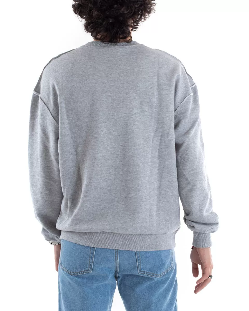 Felpa Uomo Girocollo Maglia Basic Oversize Grigio GIOSAL-F2949A