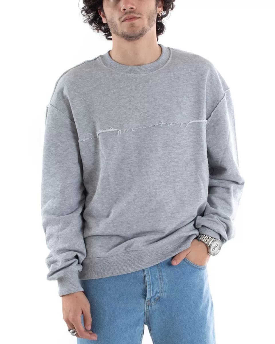 Felpa Uomo Girocollo Maglia Basic Oversize Grigio GIOSAL-F2949A