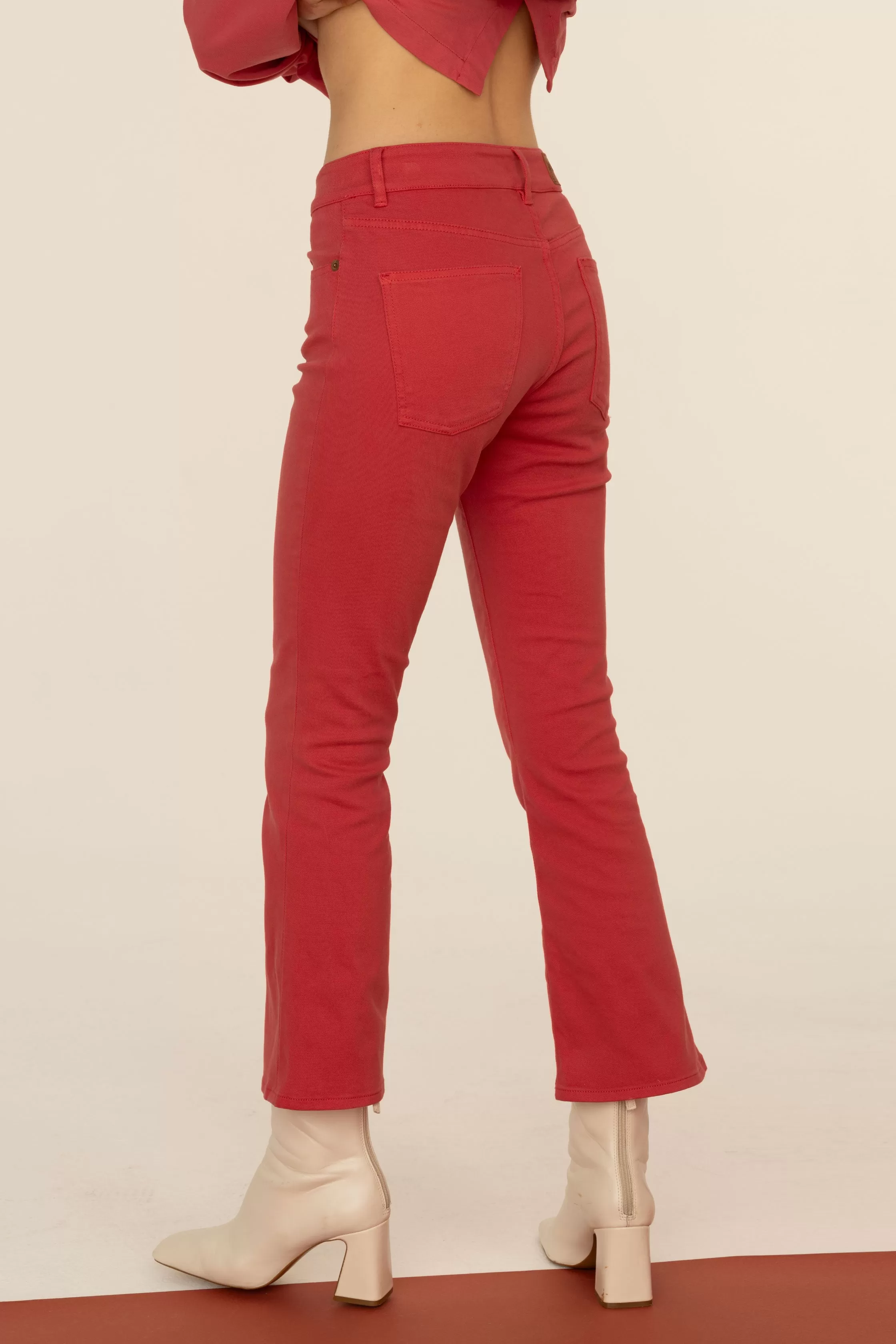 Five-Pocket Pants with Flared Leg Garment Dyed 08CU 3821