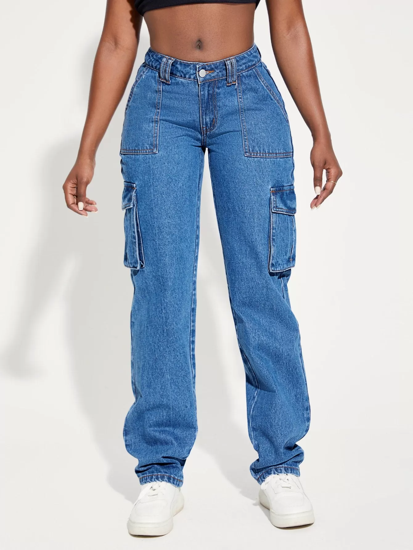 Flap Pocket Side Cargo Jeans