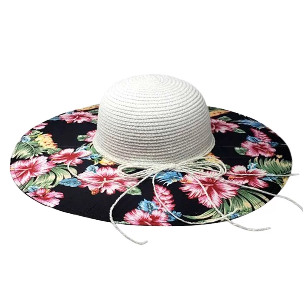 Flower Leaf Patterned Straw Sun Hat