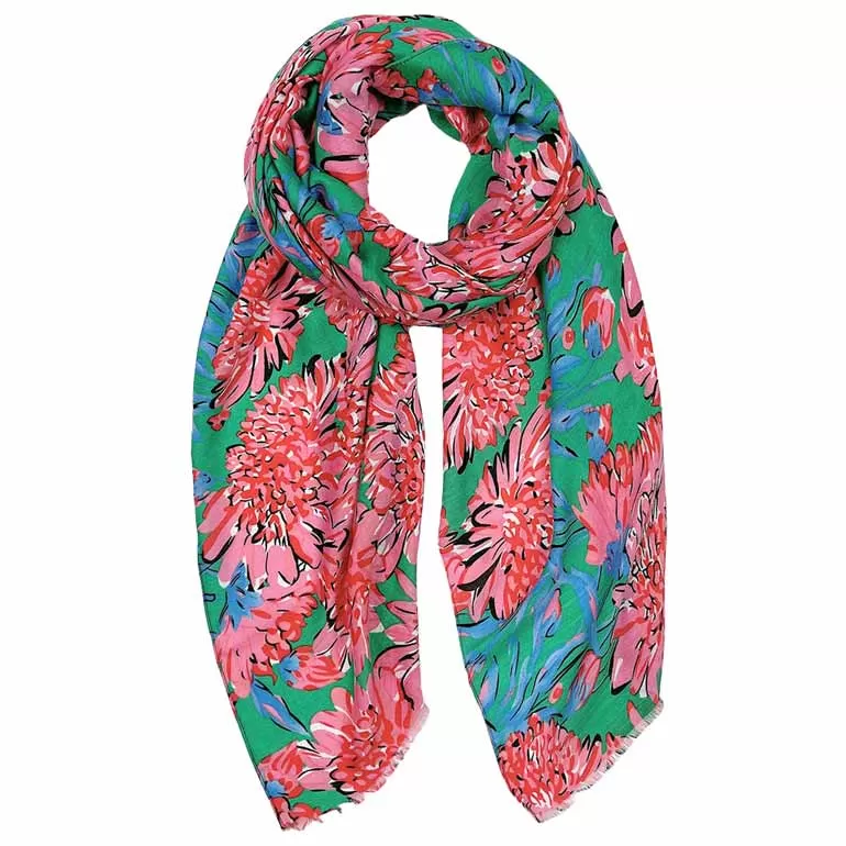 Flower Printed Oblong Scarf