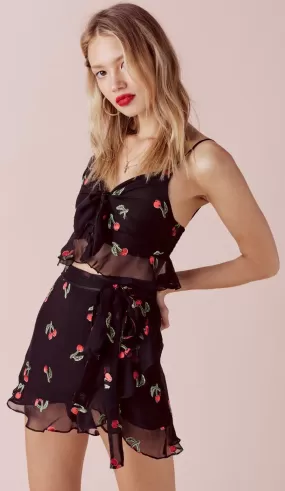 For Love and Lemons Cherry Twist Crop Top