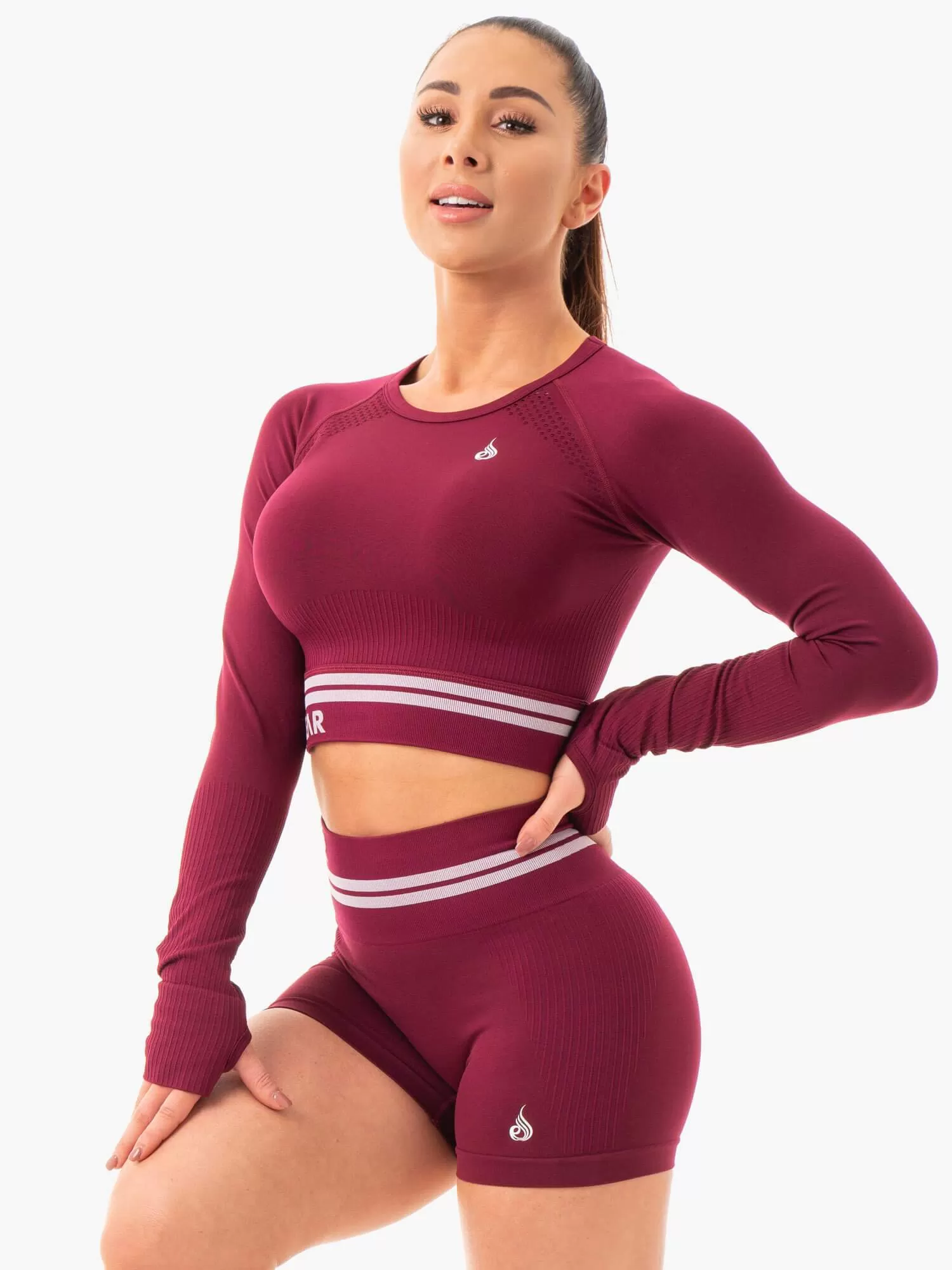 Freestyle Seamless Long Sleeve Crop - Burgundy