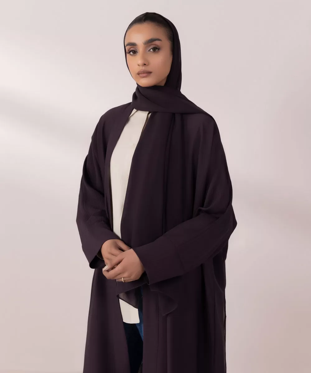 Front Open Crinkle Abaya Set