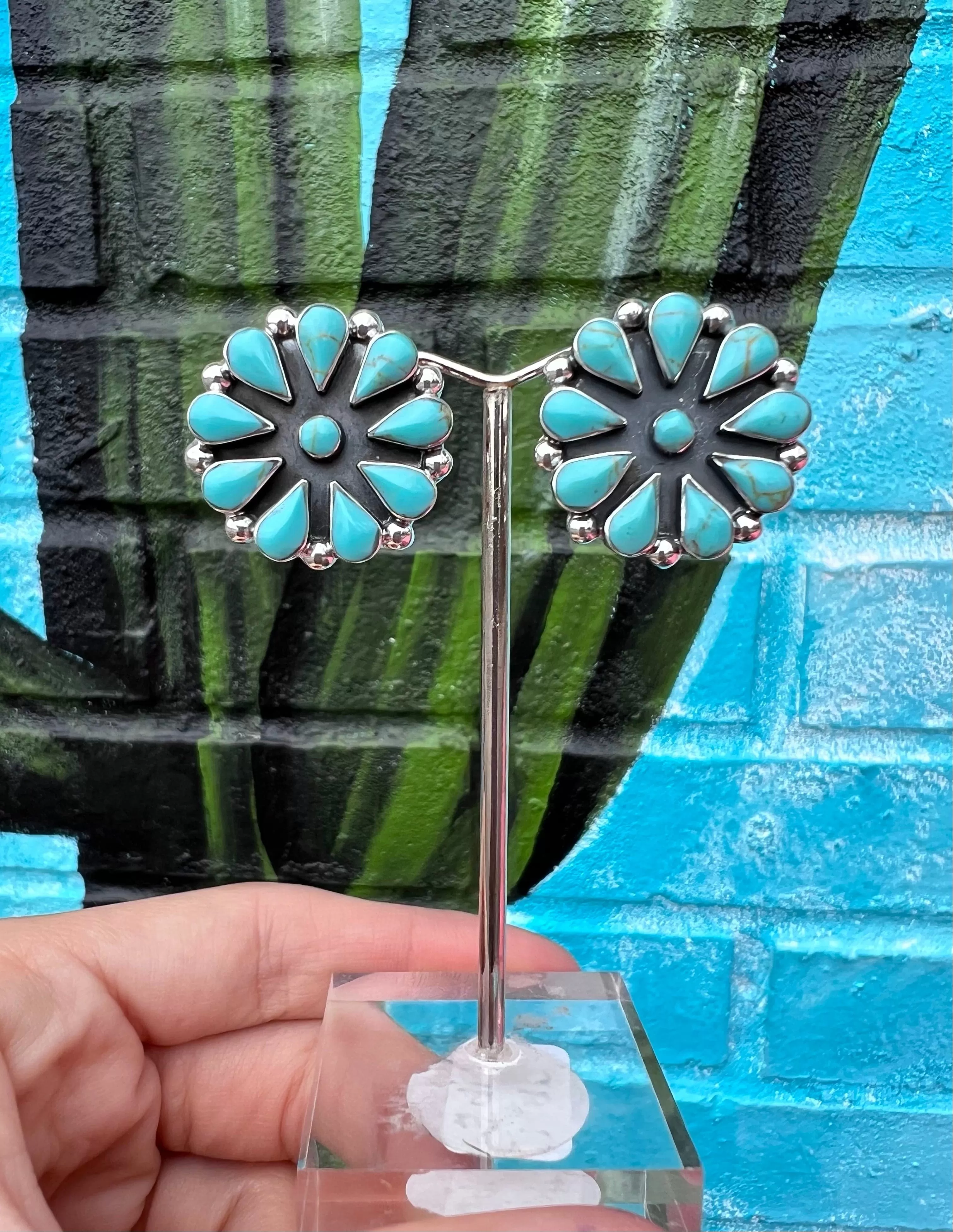 Genuine Kingman Circle Cluster Earrings