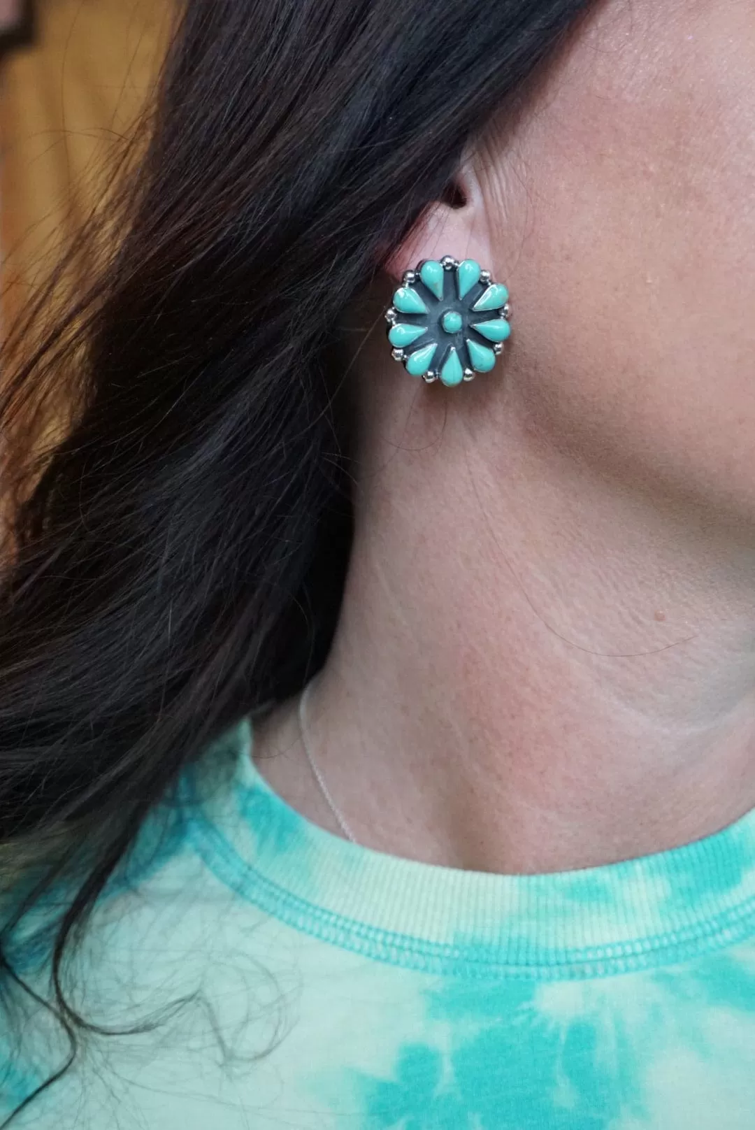 Genuine Kingman Circle Cluster Earrings