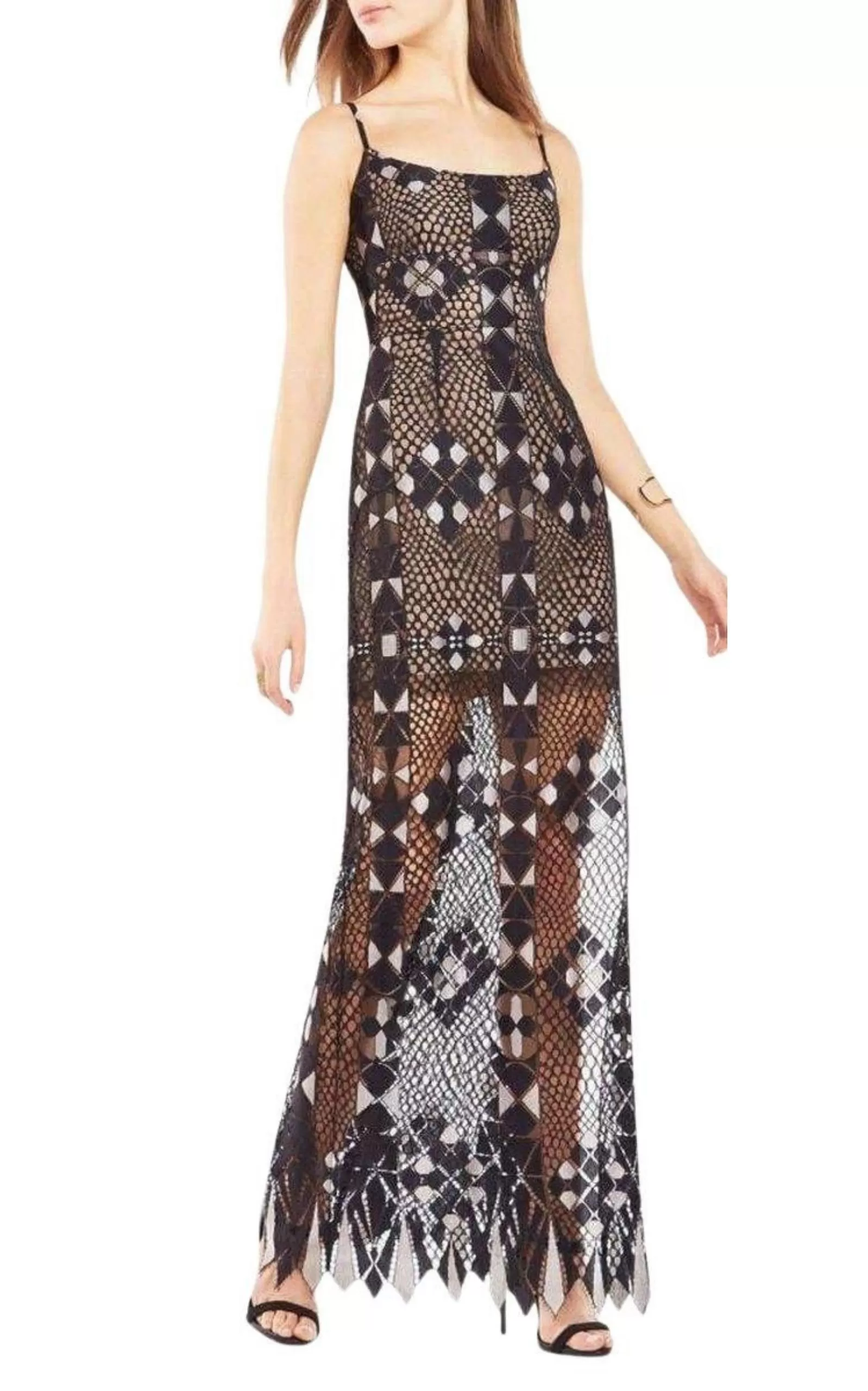 Geometric Lace Maxi Dress