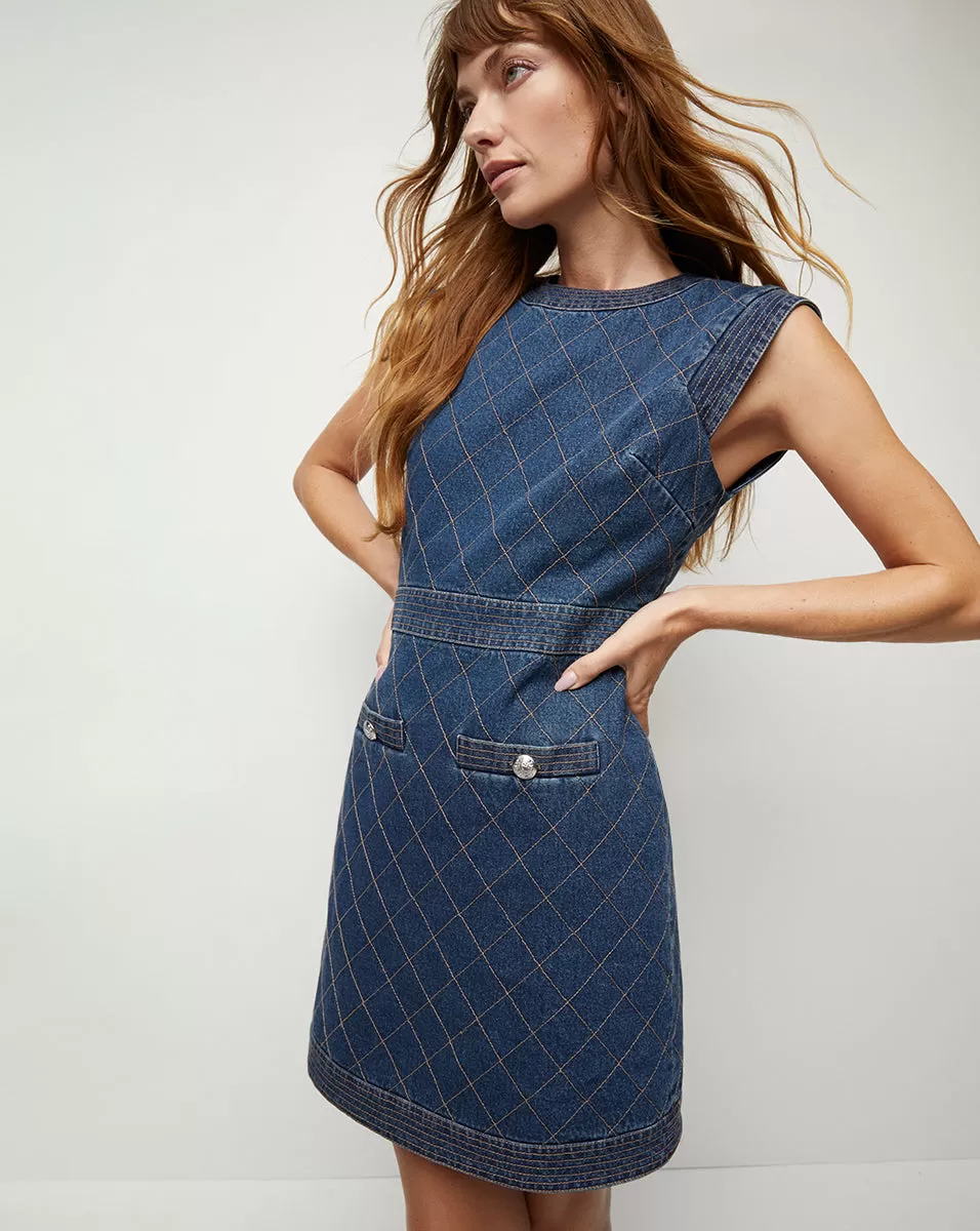 Ginny Quilted Denim Dress