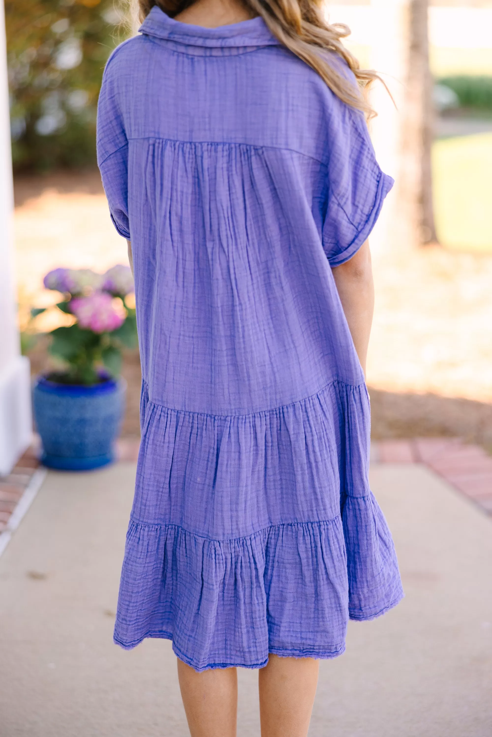 Girls: All For You Purple Tiered Cotton Dress