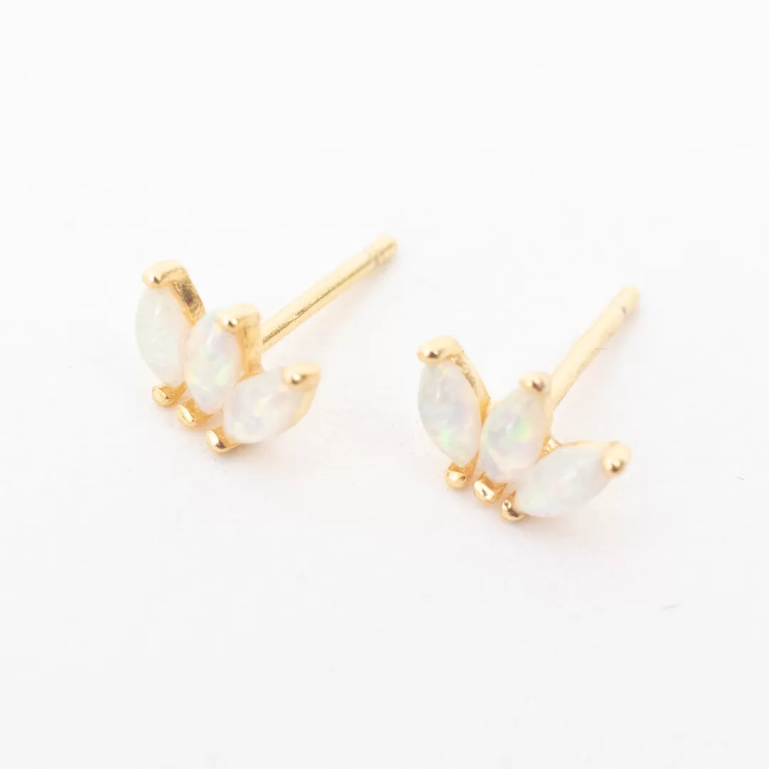 Gold Plated Opal Petal Shaped Studs