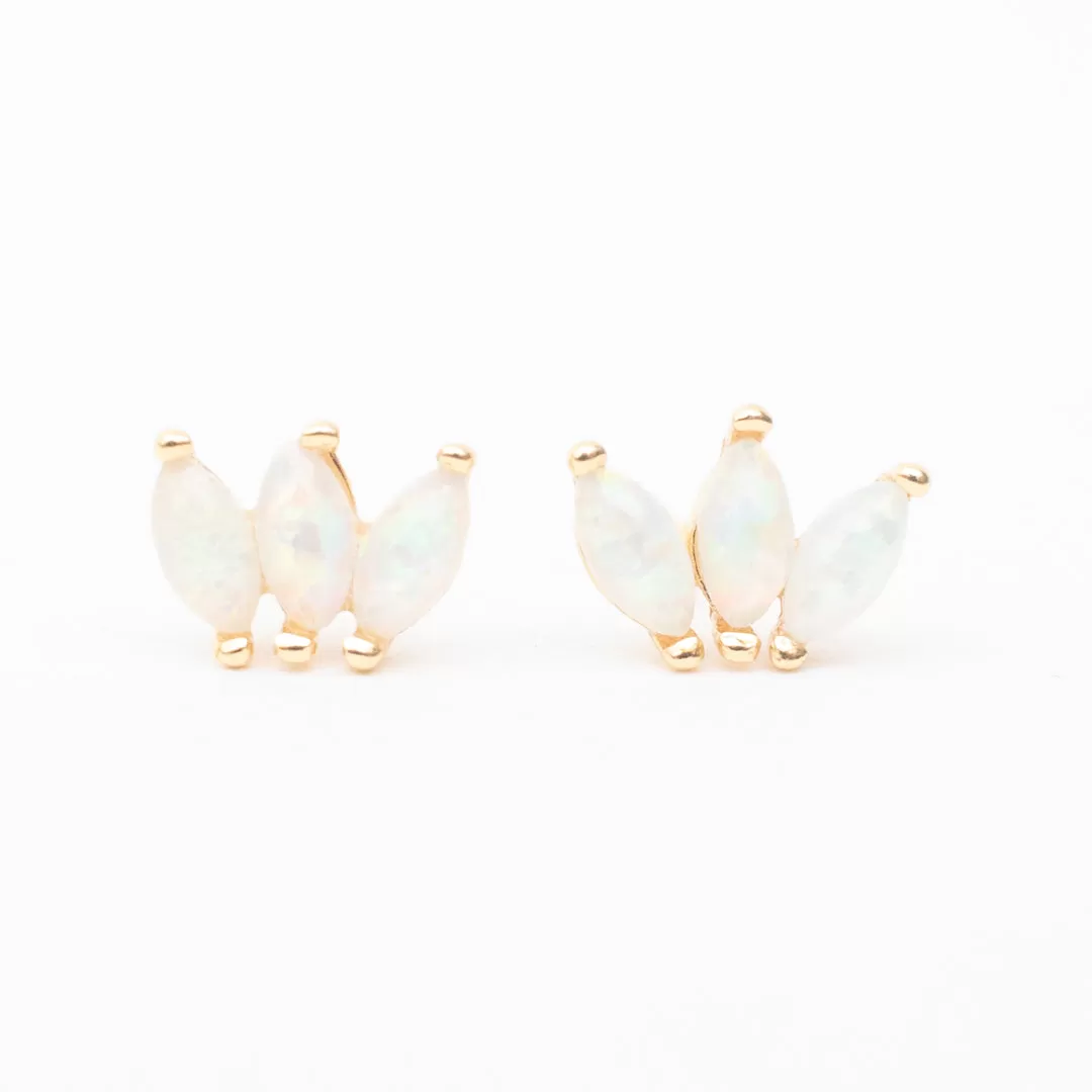 Gold Plated Opal Petal Shaped Studs