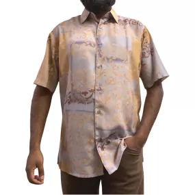 Gray and Brown Summer Short Sleeve Shirt | Classic Fit