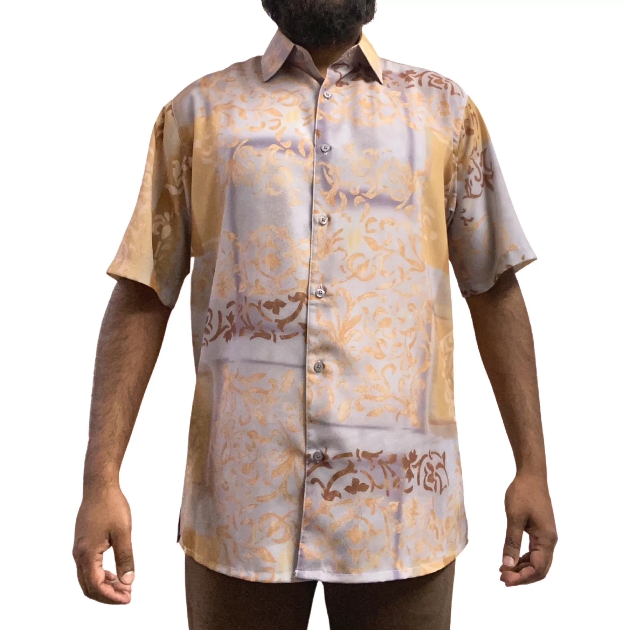 Gray and Brown Summer Short Sleeve Shirt | Classic Fit