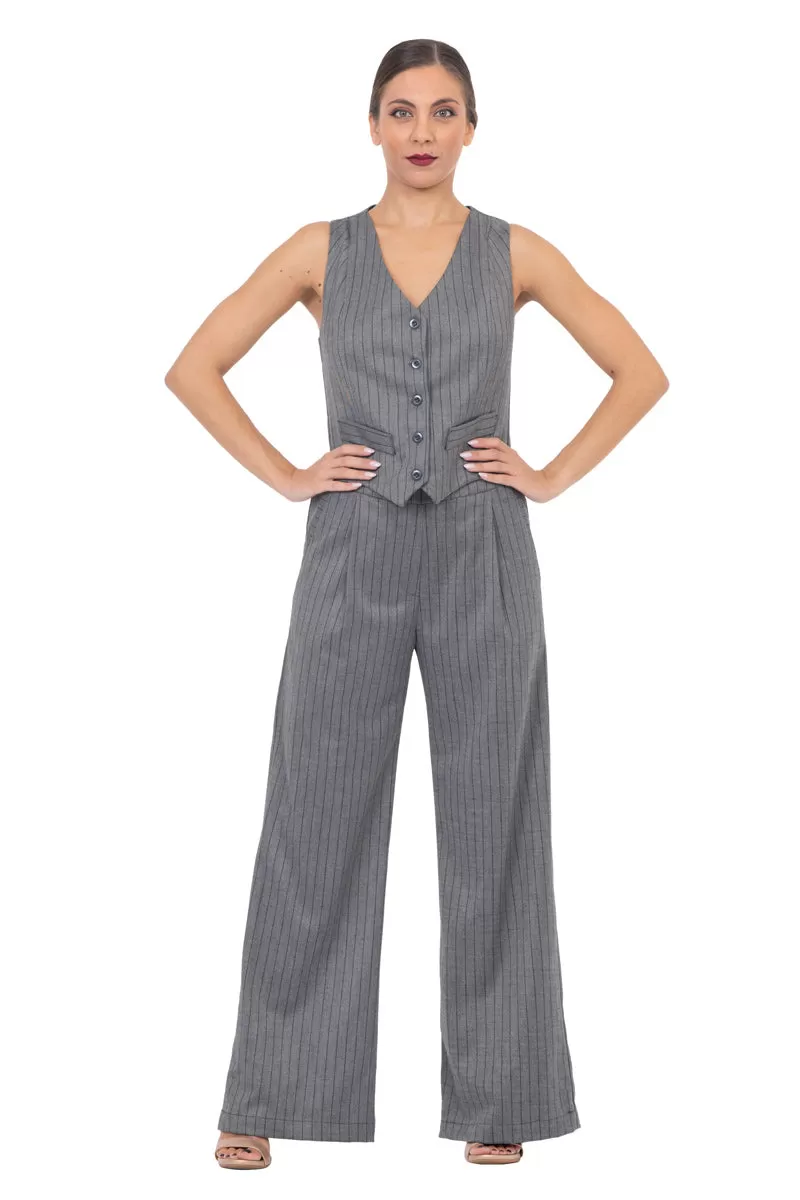 Grey Pinstripe Women's Tailored Trousers