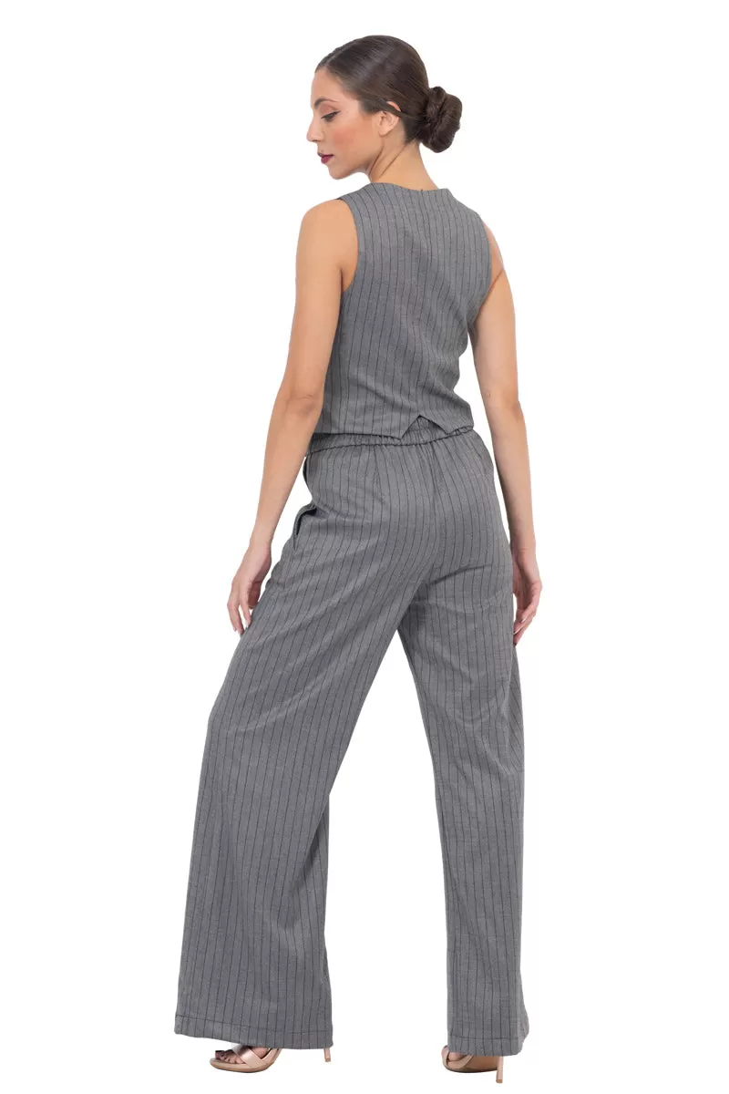 Grey Pinstripe Women's Tailored Trousers