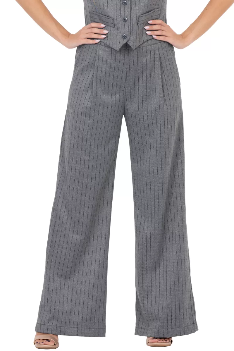 Grey Pinstripe Women's Tailored Trousers