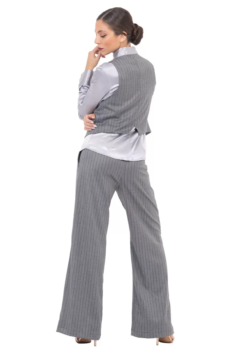 Grey Pinstripe Women's Tailored Trousers