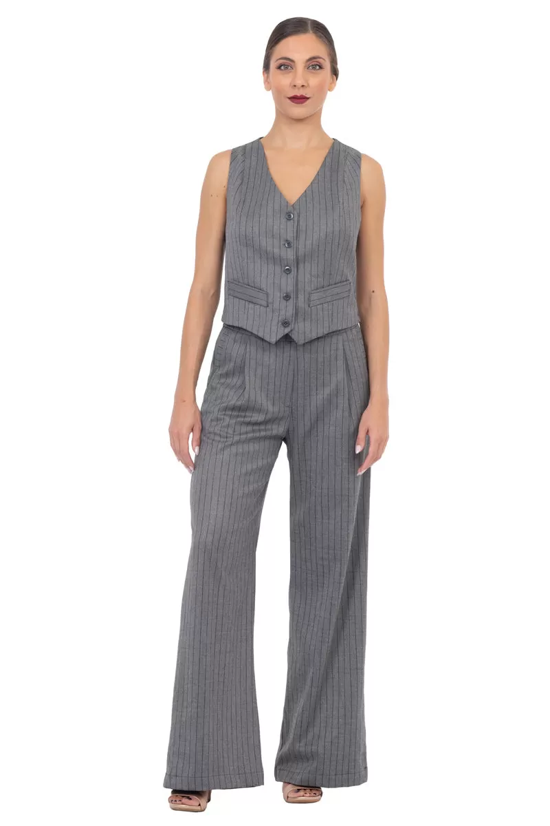 Grey Pinstripe Women's Tailored Trousers