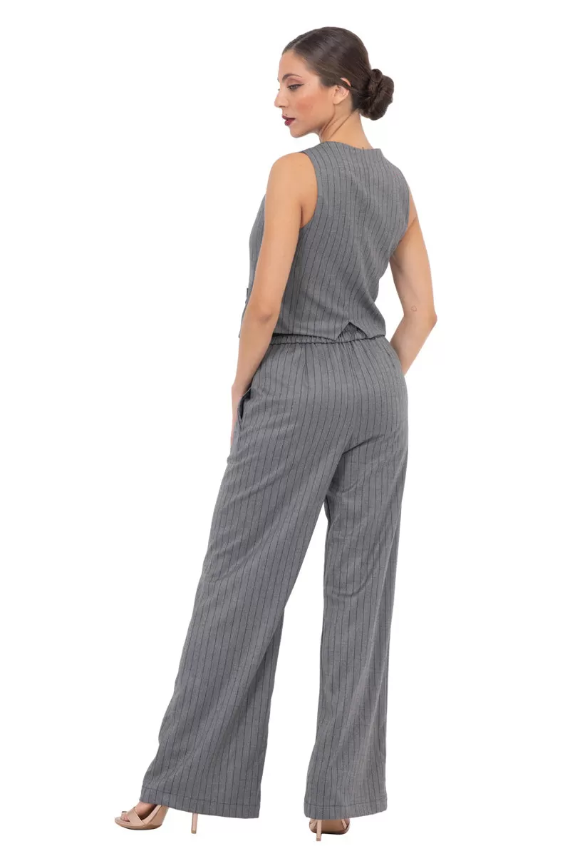 Grey Pinstripe Women's Tailored Trousers