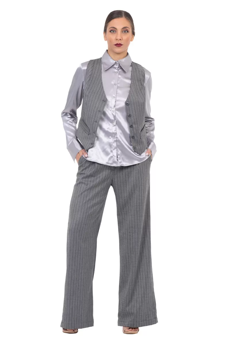 Grey Pinstripe Women's Tailored Trousers